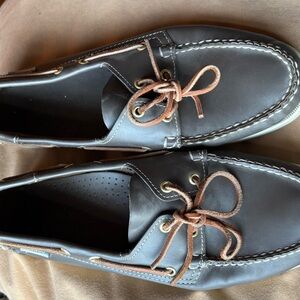 Men's Leather Boat Shoes - Black and Brown